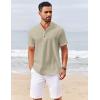 COOFANDY Men’s Casual Henley Shirts Short Sleeve Summer Beach T-Shirts Banded Collar Henleys Button Tee Shirt(Gray Green)