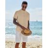 COOFANDY Men’s Casual Henley Shirts Short Sleeve Summer Beach T-Shirts Banded Collar Henleys Button Tee Shirt(Khaki)