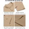 COOFANDY Men’s Casual Henley Shirts Short Sleeve Summer Beach T-Shirts Banded Collar Henleys Button Tee Shirt(Khaki)