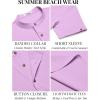 COOFANDY Men’s Casual Henley Shirts Short Sleeve Summer Beach T-Shirts Banded Collar Henleys Button Tee Shirt(Light Purple)