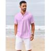 COOFANDY Men’s Casual Henley Shirts Short Sleeve Summer Beach T-Shirts Banded Collar Henleys Button Tee Shirt(Light Purple)