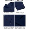 COOFANDY Men’s Casual Henley Shirts Short Sleeve Summer Beach T-Shirts Banded Collar Henleys Button Tee Shirt(Navy Blue)