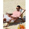 COOFANDY Men’s Casual Henley Shirts Short Sleeve Summer Beach T-Shirts Banded Collar Henleys Button Tee Shirt(Pink)