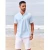COOFANDY Men’s Casual Henley Shirts Short Sleeve Summer Beach T-Shirts Banded Collar Henleys Button Tee Shirt(Sky Blue)
