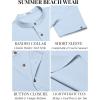 COOFANDY Men’s Casual Henley Shirts Short Sleeve Summer Beach T-Shirts Banded Collar Henleys Button Tee Shirt(Sky Blue)