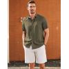 COOFANDY Men’s Casual Linen Shirts Short Sleeve Button Down Shirt Summer Beach Tops(Army Green)