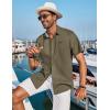 COOFANDY Men’s Casual Linen Shirts Short Sleeve Button Down Shirt Summer Beach Tops(Army Green)