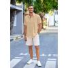 COOFANDY Men’s Casual Linen Shirts Short Sleeve Button Down Shirt Summer Beach Tops(Beige)