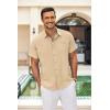 COOFANDY Men’s Casual Linen Shirts Short Sleeve Button Down Shirt Summer Beach Tops(Beige)