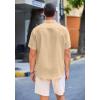 COOFANDY Men’s Casual Linen Shirts Short Sleeve Button Down Shirt Summer Beach Tops(Beige)