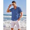 COOFANDY Men’s Casual Linen Shirts Short Sleeve Button Down Shirt Summer Beach Tops(Blue)