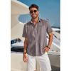 COOFANDY Men’s Casual Linen Shirts Short Sleeve Button Down Shirt Summer Beach Tops(Dark Grey)