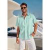 COOFANDY Men’s Casual Linen Shirts Short Sleeve Button Down Shirt Summer Beach Tops(Green)