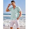 COOFANDY Men’s Casual Linen Shirts Short Sleeve Button Down Shirt Summer Beach Tops(Green)