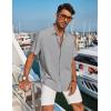COOFANDY Men’s Casual Linen Shirts Short Sleeve Button Down Shirt Summer Beach Tops(Grey)