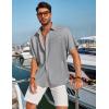 COOFANDY Men’s Casual Linen Shirts Short Sleeve Button Down Shirt Summer Beach Tops(Grey)