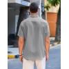 COOFANDY Men’s Casual Linen Shirts Short Sleeve Button Down Shirt Summer Beach Tops(Grey)