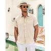 COOFANDY Men’s Casual Linen Shirts Short Sleeve Button Down Shirt Summer Beach Tops(Khaki)