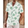 COOFANDY Men’s Casual Linen Shirts Short Sleeve Button Down Shirt Summer Beach Tops(Leaves-green)