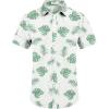 COOFANDY Men’s Casual Linen Shirts Short Sleeve Button Down Shirt Summer Beach Tops(Leaves-green)