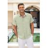 COOFANDY Men’s Casual Linen Shirts Short Sleeve Button Down Shirt Summer Beach Tops(Light Green)