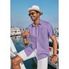 COOFANDY Men’s Casual Linen Shirts Short Sleeve Button Down Shirt Summer Beach Tops(Light Purple)