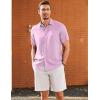 COOFANDY Men’s Casual Linen Shirts Short Sleeve Button Down Shirt Summer Beach Tops(Pink)