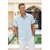COOFANDY Men’s Casual Linen Shirts Short Sleeve Button Down Shirt Summer Beach Tops(Sky Blue)