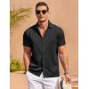 COOFANDY Men’s Casual Shirts Short Sleeve Button Down Shirt for Men Wedding Beach Fashion Shirt(Black)