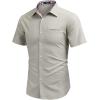COOFANDY Men’s Casual Shirts Short Sleeve Button Down Shirt for Men Wedding Beach Fashion Shirt(Light Khaki)