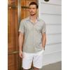 COOFANDY Men’s Casual Shirts Short Sleeve Button Down Shirt for Men Wedding Beach Fashion Shirt(Light Khaki)