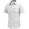 COOFANDY Men’s Casual Shirts Short Sleeve Button Down Shirt for Men Wedding Beach Fashion Shirt(White)