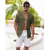 COOFANDY Men’s Casual Shirts Short Sleeve Button Down Shirts Fashion Textured Summer Beach Shirt(Army Green)