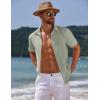 COOFANDY Mens Casual Summer Beach Shirt Button Down Short Sleeve Shirts Vacation Shirt Cotton Linen Shirts(Light Green)