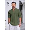 COOFANDY Men’s Cotton Linen Henley Shirt Casual Beach Hippie Shirts Long Sleeve T-Shirts(Army Green)