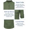 COOFANDY Men’s Cotton Linen Henley Shirt Casual Beach Hippie Shirts Long Sleeve T-Shirts(Army Green)