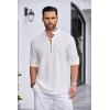 COOFANDY Men’s Cotton Linen Henley Shirt Casual Beach Hippie Shirts Long Sleeve T-Shirts(A_white)