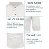 COOFANDY Men’s Cotton Linen Henley Shirt Casual Beach Hippie Shirts Long Sleeve T-Shirts(A_white)