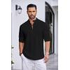 COOFANDY Men’s Cotton Linen Henley Shirt Casual Beach Hippie Shirts Long Sleeve T-Shirts(Black)