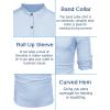 COOFANDY Men’s Cotton Linen Henley Shirt Casual Beach Hippie Shirts Long Sleeve T-Shirts(Light Blue)