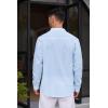 COOFANDY Men’s Cotton Linen Henley Shirt Casual Beach Hippie Shirts Long Sleeve T-Shirts(Light Blue)