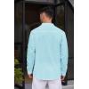 COOFANDY Men’s Cotton Linen Henley Shirt Casual Beach Hippie Shirts Long Sleeve T-Shirts(Light Blue Henley)