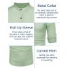 COOFANDY Men’s Cotton Linen Henley Shirt Casual Beach Hippie Shirts Long Sleeve T-Shirts(Light Green)