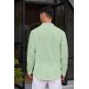 COOFANDY Men’s Cotton Linen Henley Shirt Casual Beach Hippie Shirts Long Sleeve T-Shirts(Light Green)