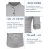 COOFANDY Men’s Cotton Linen Henley Shirt Casual Beach Hippie Shirts Long Sleeve T-Shirts(Light Grey)