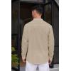 COOFANDY Men’s Cotton Linen Henley Shirt Casual Beach Hippie Shirts Long Sleeve T-Shirts(Light Khaki)