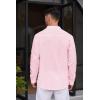 COOFANDY Men’s Cotton Linen Henley Shirt Casual Beach Hippie Shirts Long Sleeve T-Shirts(Pink)