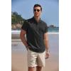 COOFANDY Men’s Cotton Linen Henley Shirt Short Sleeve Hippie Casual Band Collar Summer Beach T-Shirts(Black)