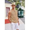COOFANDY Men’s Cotton Linen Tank Top Shirts Casual Sleeveless Lace Up Beach Hippie Tops Bohemian Renaissance Pirate Tunic(Camel Brown)