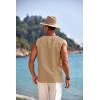 COOFANDY Men’s Cotton Linen Tank Top Shirts Casual Sleeveless Lace Up Beach Hippie Tops Bohemian Renaissance Pirate Tunic(Camel Brown)